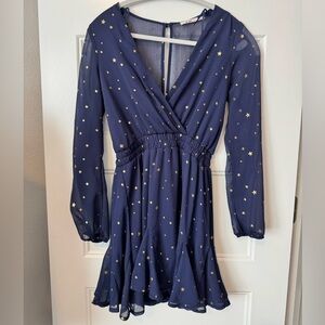 NWT Mi Ami Francesca’s Navy Star Print Dress 
Size XX Small